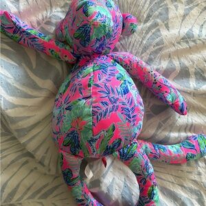 Lilly Pulitzer Pink and Green Plush Monkey